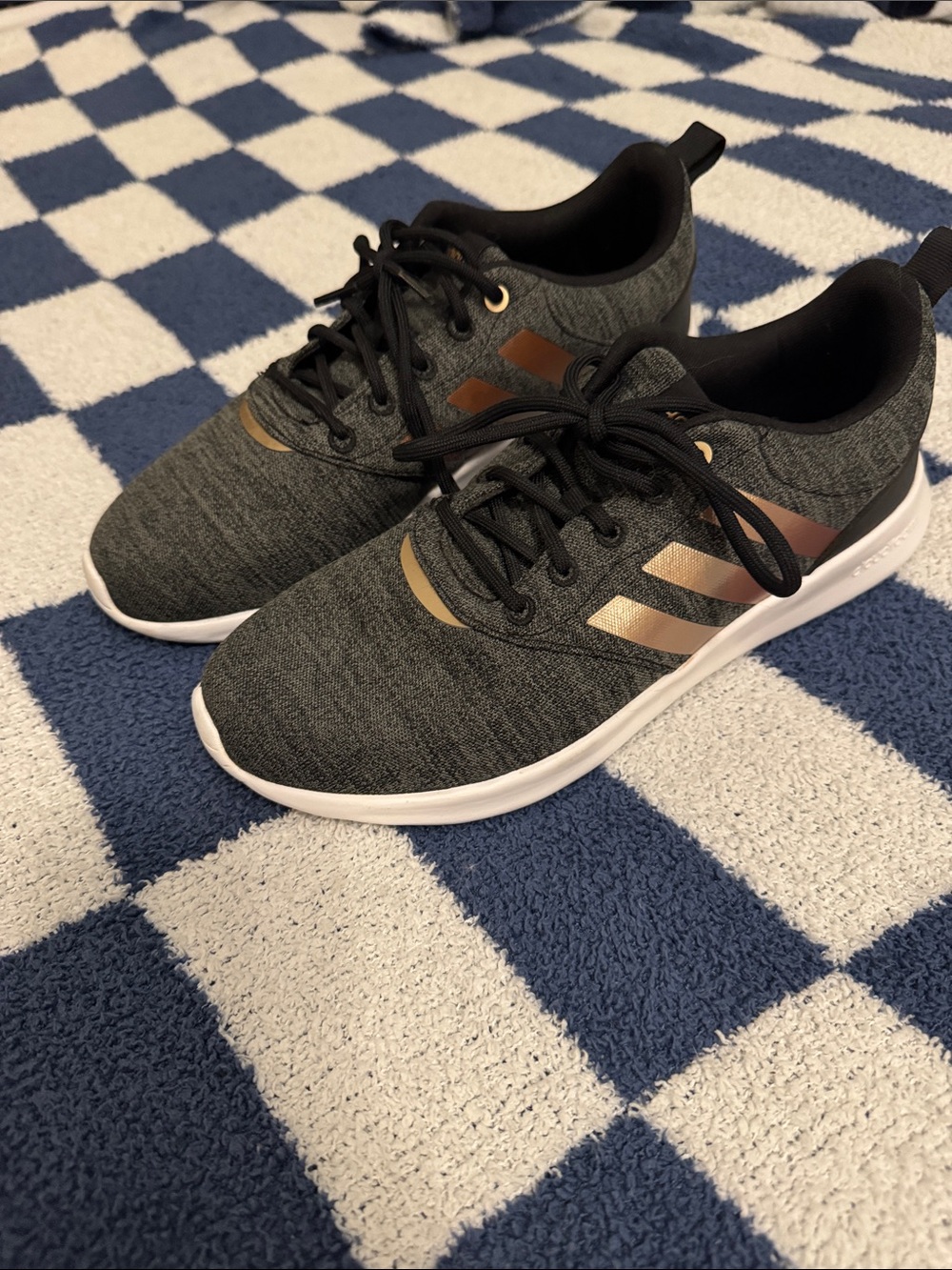 Adidas Cloudfoam Athletic Sneakers - Black with Metallic Gold Accents